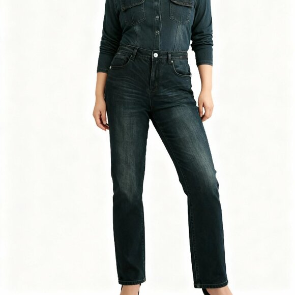 DE Born in Los Angeles Denim - DE Born in LA Women's Black Distressed Straight 100% COTTON Jeans Size 36